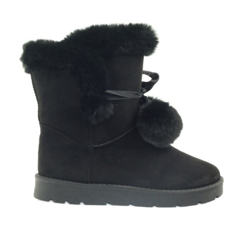 Svart Emusy Mukluki med pompom