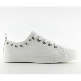 Vita sneakers med cubic zirconia BL122p II-GAT