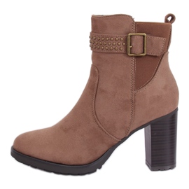 Bruna högklackade stövlar 6139 Khaki kaki