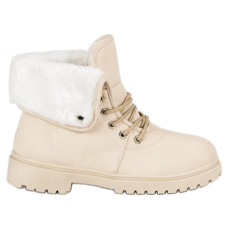 Beige fällare med päls