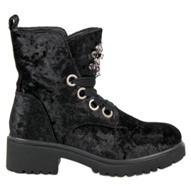 Kylie Trendiga velourstövlar svart