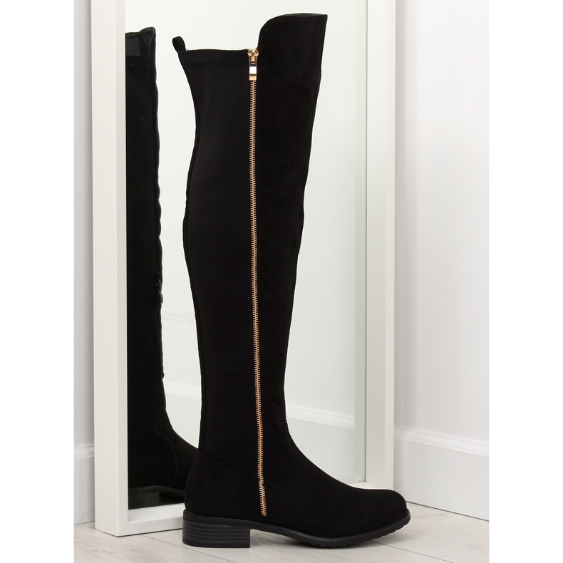 Lår med elastiska överdelar svart