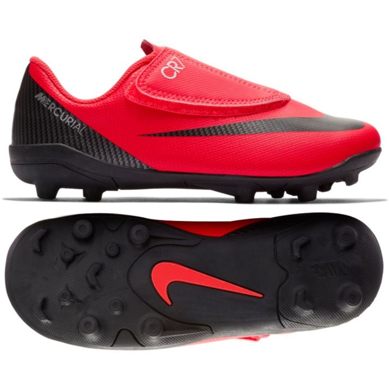 Nike Mercurial Vapor 12 Club Ps V CR7 Mg Jr AJ3096-600 mångfärgad röd