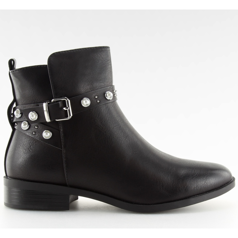 Svarta Chelsea stövlar med pärlor 8996 Svart