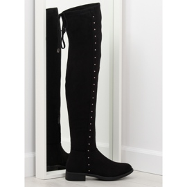 Svarta stövlar med platta klackar 7368