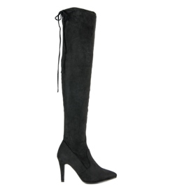 Cm Paris Lårstövlar i mocka på häl svart