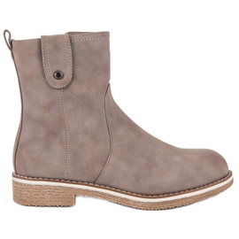 Super Me Bekväma stövlar på en platt häl brun