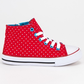 Polka dot sneakers röd