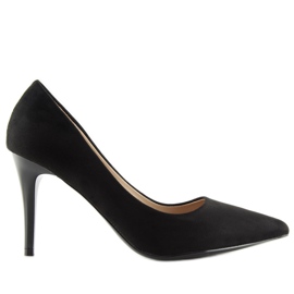 Pumpar på svart mocka B-79 Svart stilettklack