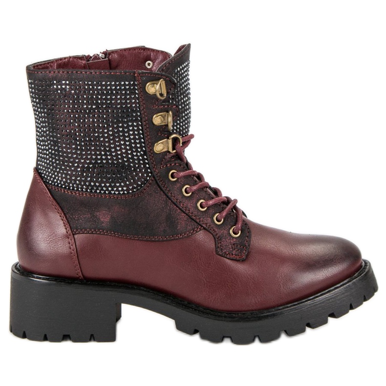 Ideal Shoes Snörade arbetare på plattformen mångfärgad röd