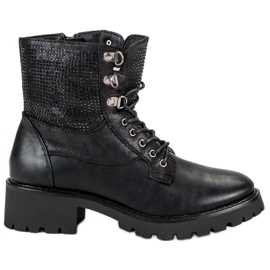 Ideal Shoes Snörade arbetare på plattformen svart