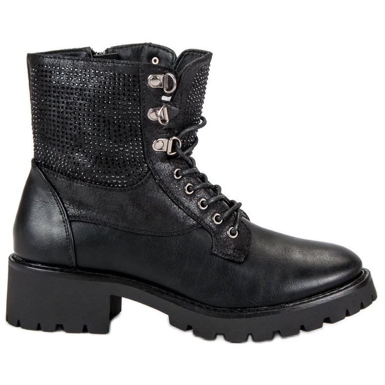 Ideal Shoes Snörade arbetare på plattformen svart