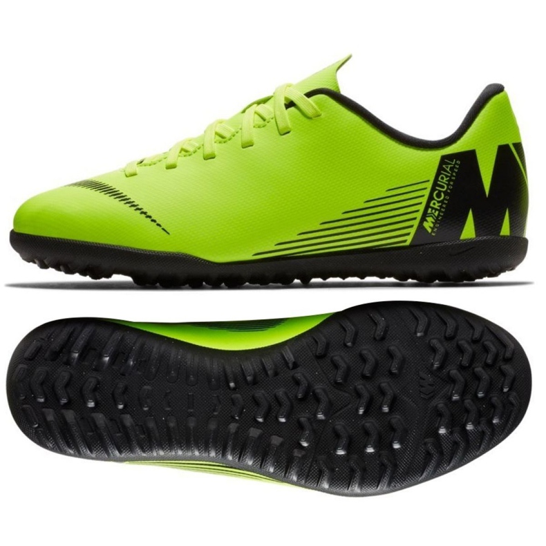 Nike Mercurial Vapor X 12 Club Tf Jr AH7355-701 fotbollsskor grön grön