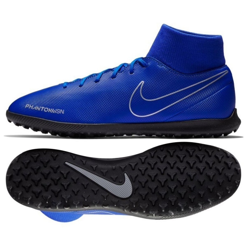 Nike Phantom Vsn Club Df Tf M AO3273-400 fotbollsskor mångfärgad blå