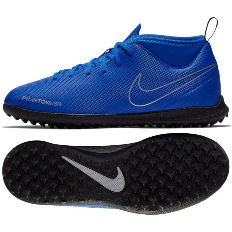 Nike Phantom Vsn Club Df Tf Jr AO3294-400 fotbollsskor mångfärgad blå