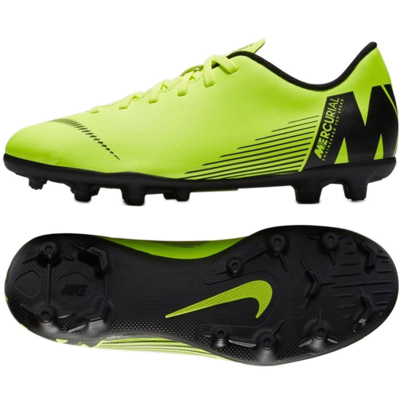 Nike Mercurial Vapor 12 Club Mg Jr AH7350-701 fotbollsskor mångfärgad grön