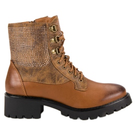 Ideal Shoes Snörade arbetare på plattformen brun