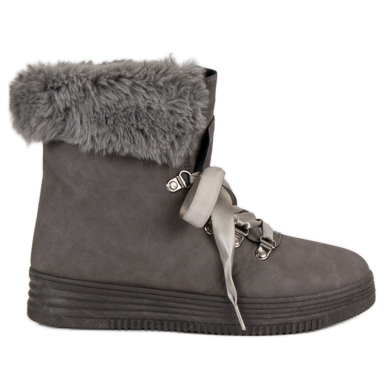Grå snöskor med päls
