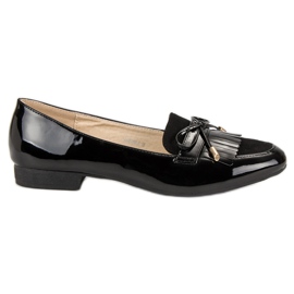 Lackerade loafers med rosett svart