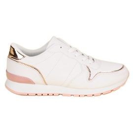 Vita sportskor gul rosa