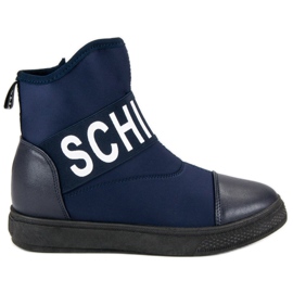 Bestelle Trendiga höga sneakers vit marinblå