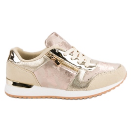 Sportskor med dekorativ dragkedja gul rosa