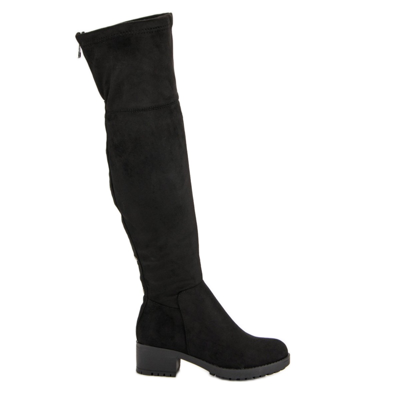 Super Me Lårstövlar på plattformen svart