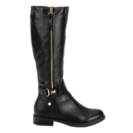 Super Me Svarta stövlar med dragkedja