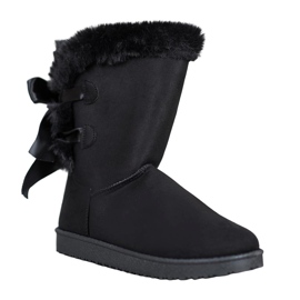 Hög Mukluki med rosetter svart
