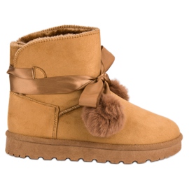 Kamel Mukluki med pomponger brun