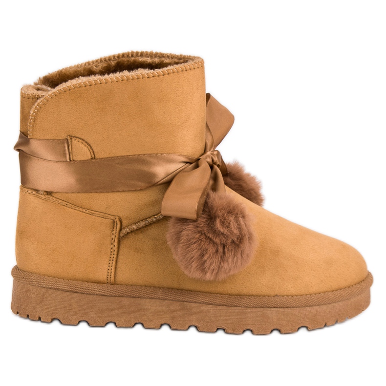 Kamel Mukluki med pomponger brun