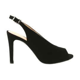 Edeo Sandaler i mocka på hög klack svart