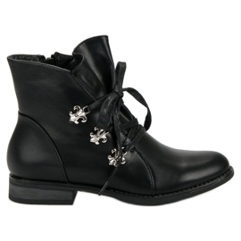 Weide Svarta stövlar på en platt klack