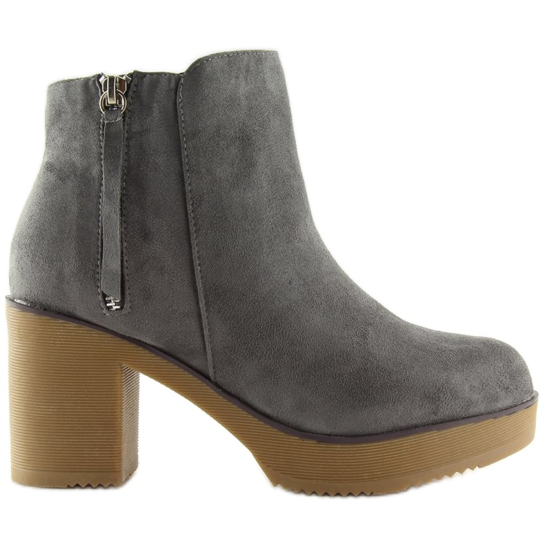 Grå stövlar på en stabil häl hälgrå YL96009 Grå