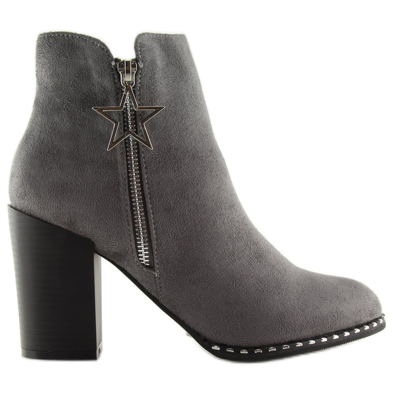 Stövlar på en stabil häl häl grå 8576-2 Grå