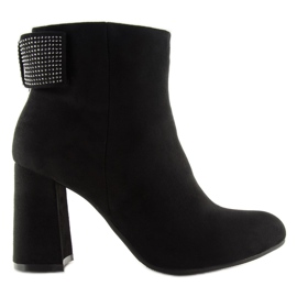 Svarta högklackade stövlar Z199 Svart