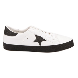 Trendiga låga sneakers vit svart