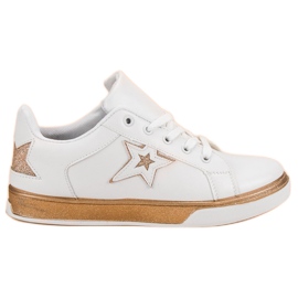 Kvinnors sportskor vit gul