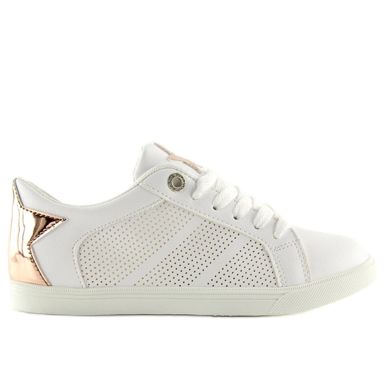 Sneakers med en vit stjärna A6213 VIT / CHAMPAGNE