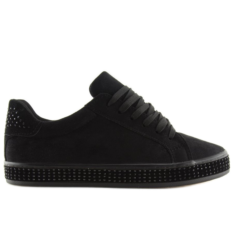 Svart BS098 Svarta sneakers med stenar