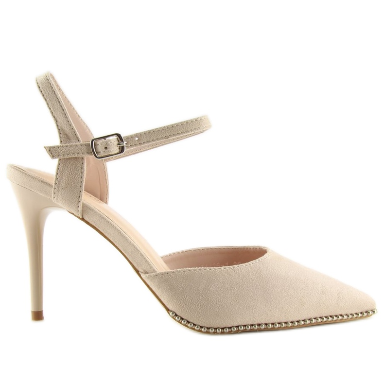 Beige sandaler på hög klack J1126-1 Beige