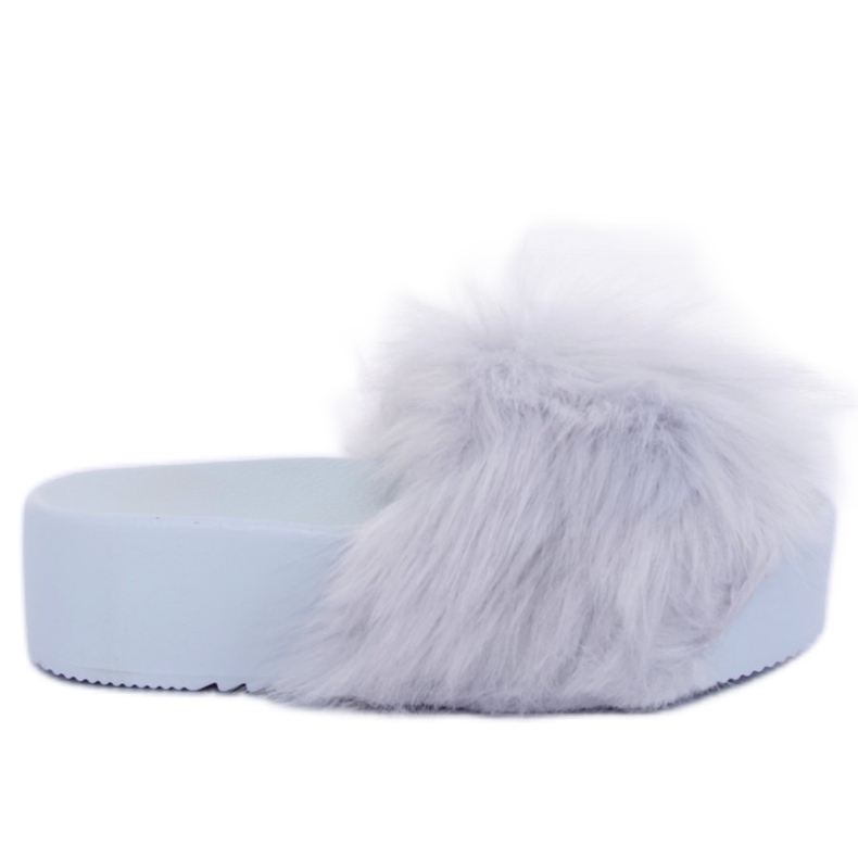 Grå CK77P Grå tofflor med päls