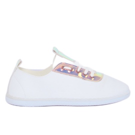Vita och rosa sneakers med ett hologram JX71P Champagne