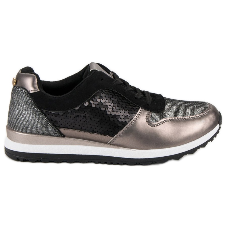 Sportskor med paljetter svart grå gul