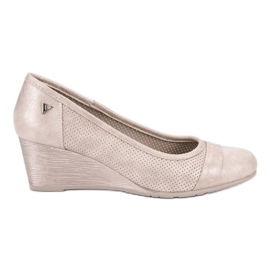 Glitterpumpar på VINCEZA -kilen brun