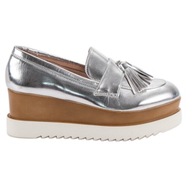 Corina Silver Wedge Loafers grå