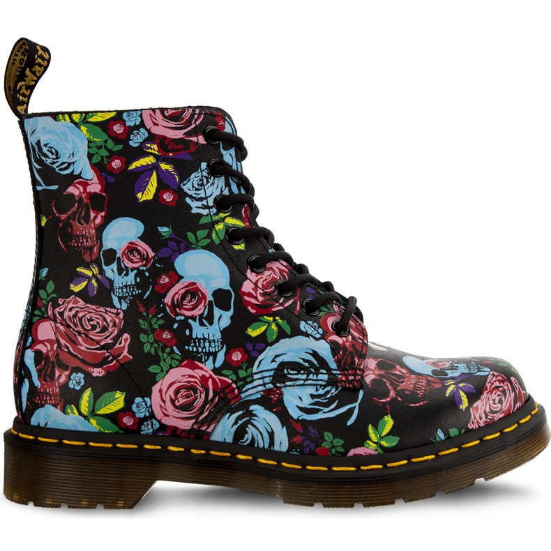Dr. Martens 1460 Pascal Rose Multi Rose Fantasy Backhand Halmkorn svart blå mångfärgad