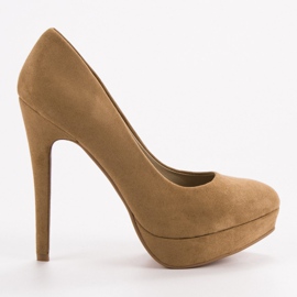 Corina Suede Heels On Platform brun