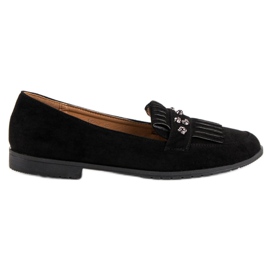 Laura Mode Svarta loafers i mocka