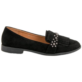 Laura Mode Svarta loafers med strass